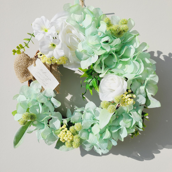 紫陽花の春色リース 紫陽花 ドライフラワー リース