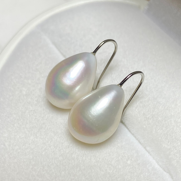 半額✨選べるパール✨縦11mm〜16mm⭐️大きめバロックパール　シンプル✨淡水パールピアス 6枚目の画像