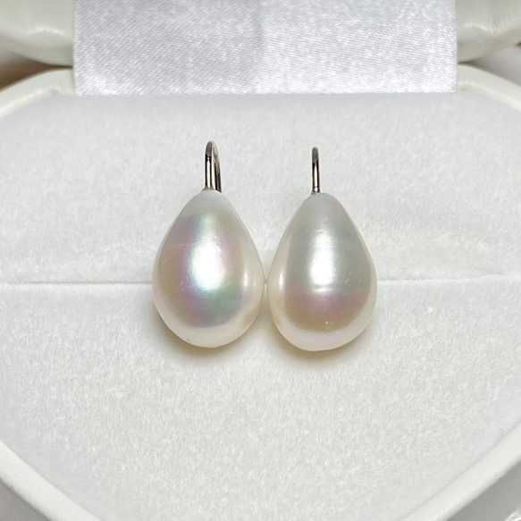 半額✨選べるパール✨縦11mm〜16mm⭐️大きめバロックパール　シンプル✨淡水パールピアス 1枚目の画像