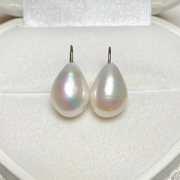 半額✨選べるパール✨縦11mm〜16mm⭐️大きめバロックパール　シンプル✨淡水パールピアス 14枚目の画像