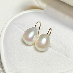 半額✨選べるパール✨縦11mm〜16mm⭐️大きめバロックパール　シンプル✨淡水パールピアス 3枚目の画像