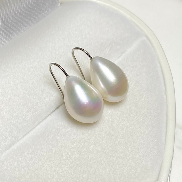 半額✨選べるパール✨縦11mm〜16mm⭐️大きめバロックパール　シンプル✨淡水パールピアス 5枚目の画像