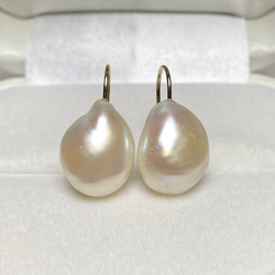 半額✨選べるパール✨縦11mm〜16mm⭐️大きめバロックパール　シンプル✨淡水パールピアス 7枚目の画像