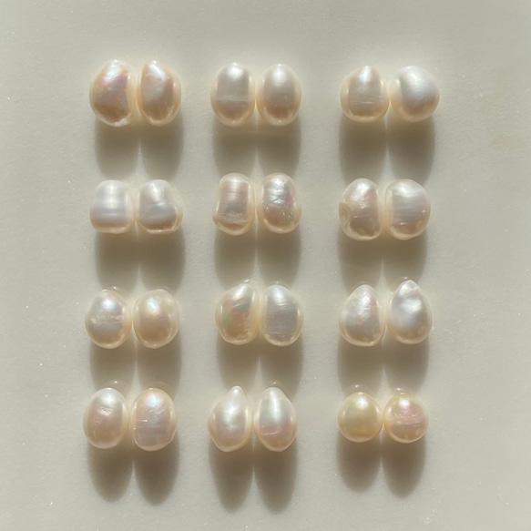 半額✨選べるパール✨縦11mm〜16mm⭐️大きめバロックパール　シンプル✨淡水パールピアス 12枚目の画像