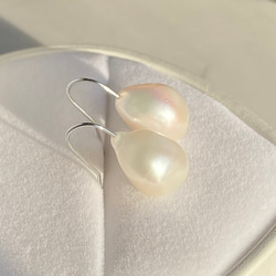 半額✨選べるパール✨縦11mm〜16mm⭐️大きめバロックパール　シンプル✨淡水パールピアス 9枚目の画像