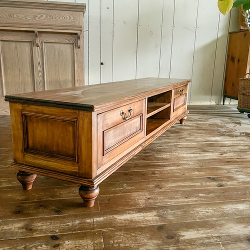 おしゃれ かわいい フランスアンティークテレビボード（ブルー） 英国