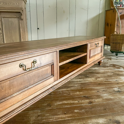 おしゃれ かわいい フランスアンティークテレビボード（ブルー） 英国