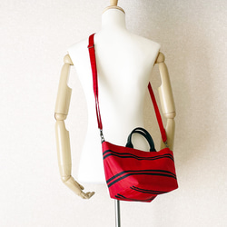 《帯リメイク》帯バッグヨコ（持ち手レザー） 8枚目の画像