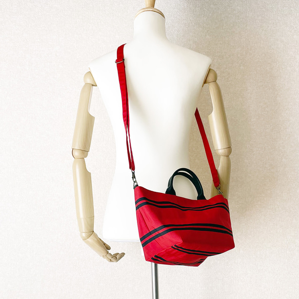 《帯リメイク》帯バッグヨコ（持ち手レザー） 8枚目の画像