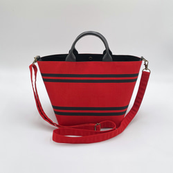 《帯リメイク》帯バッグヨコ（持ち手レザー） 2枚目の画像