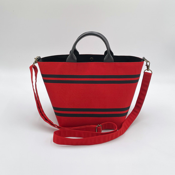 《帯リメイク》帯バッグヨコ（持ち手レザー） 2枚目の画像