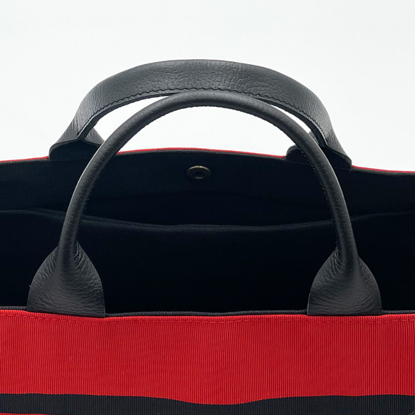 《帯リメイク》帯バッグヨコ（持ち手レザー） 5枚目の画像