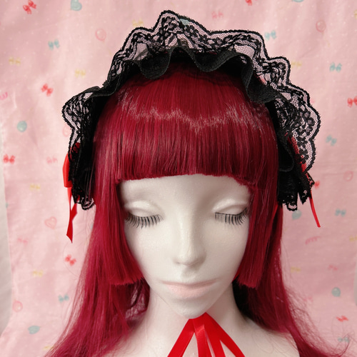 冬に恋して♡タータンチェック ヘッドドレス 赤チェック ヘッドドレス