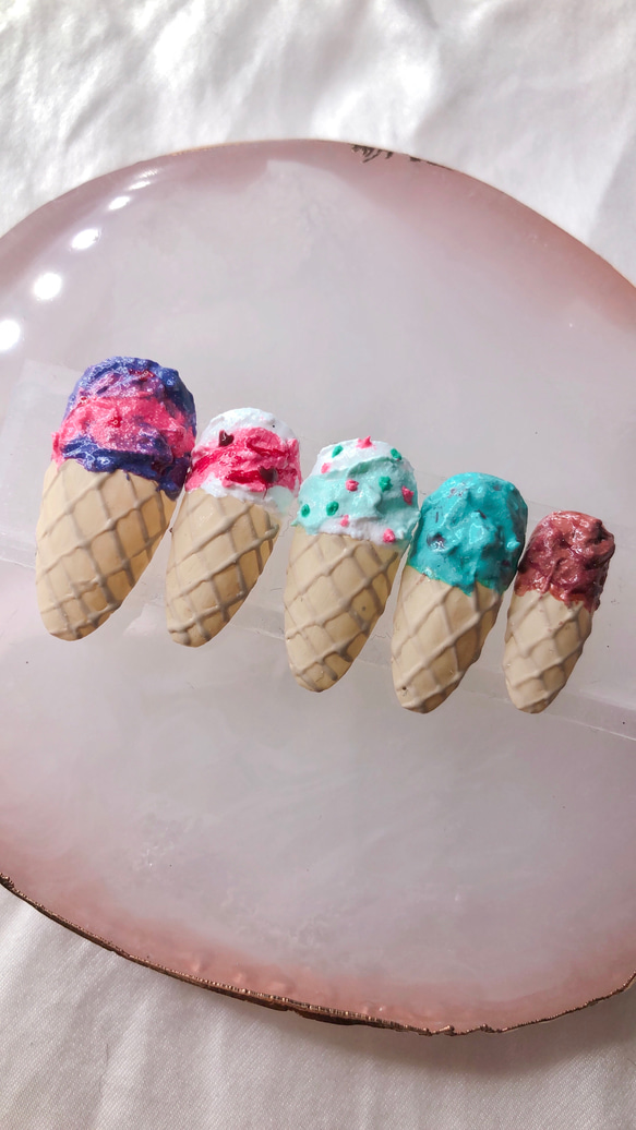 No.20 ひんやりあま〜い♡リアルアイスクリーム　ネイルチップ スイーツ カラフル 1枚目の画像