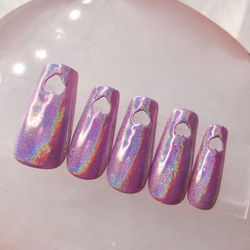 No.76 うるぷるマグ×ミラーフレンチ ネイルチップ シンプル マグネット