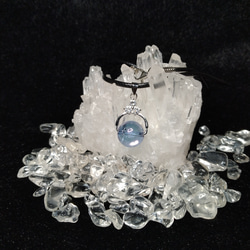 天然石コスモオーラ水晶　ラウンド12mm　天然石ペンダント 1枚目の画像