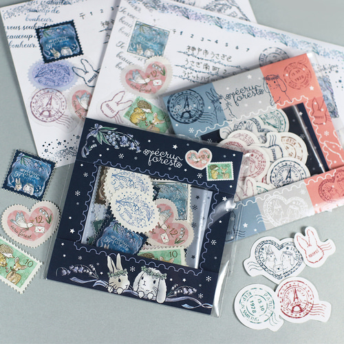 フレークシール切手風・消印風 日付回転印と組合わせ うさぎ えくりゅ