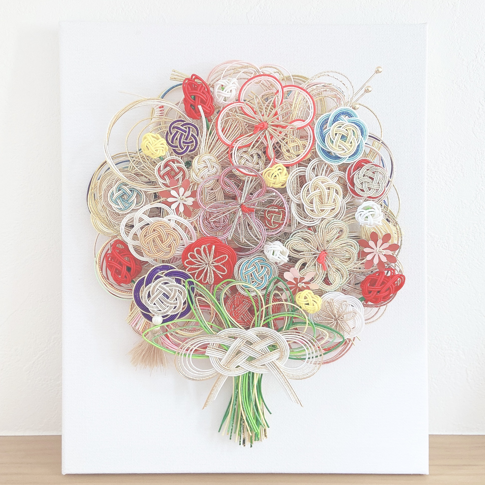 キャンバスタイプ✾水引アート✾結婚式の思い出を世界に一つだけのブーケ・花束へ♪水引リメイク