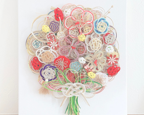 水引アート　水引アレンジ　ご祝儀袋　結婚証明書　オーダーメイド　卒花　ブライダル ご祝儀袋の「水引」ブーケにしました！ SNSで流行結婚式の思い出を