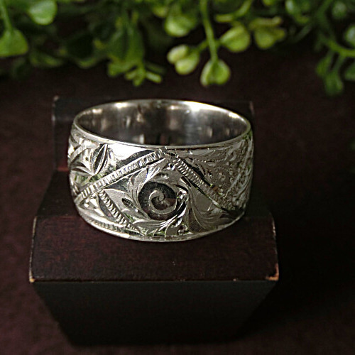 ジュエリーデザイナー　一点物リング　オーダー 一点物】 洋画家・村田一男『銀製手彫りリング』(アールヌーボー調