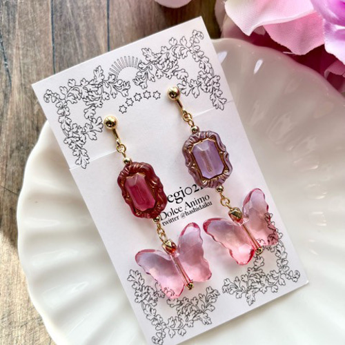 手染めビーズのノスタルジアイヤリングcreema限定 イヤリング