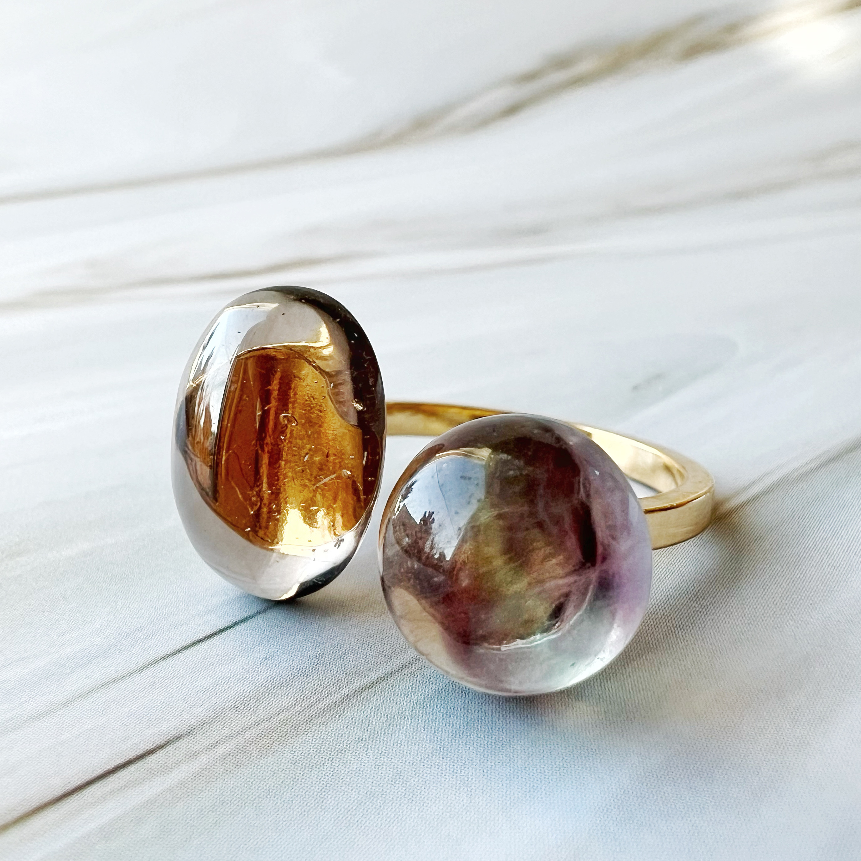 【JORIE】世界にただ一つのEARTHフォークリング  スモーキークォーツ×フローライト