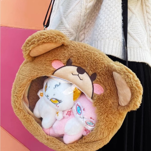 【未使用】CUTE　ぬいぐるみ生地　ふわふわバック 着せ替えぬいぐるみバッグ ぬいぐるみ外連れ 動物柄バッグ 9種類