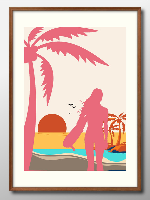 12021□アートポスター 絵画 A3サイズ『ハワイ Hawaii』イラスト