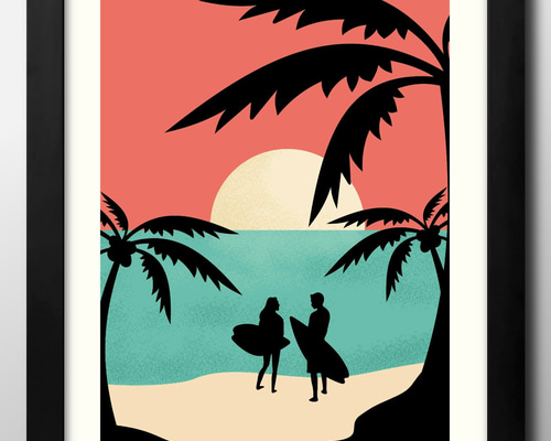 12023□アートポスター 絵画 A3サイズ『ハワイ Hawaii』イラスト