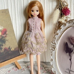 リカちゃん オビツ22 22cmドール服 青い花柄のワンピース その他人形