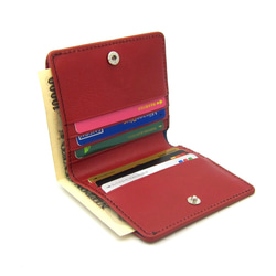 【名入れ】カードケース パスケース 二つ折り財布 ミニ コンパクト収納 シンプル 本革 イタリア製 バケッタレザー 8枚目の画像