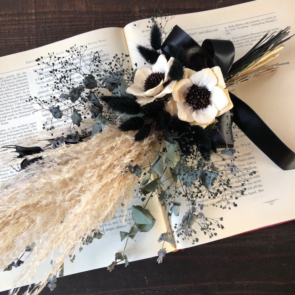 ■花瓶付き　インテリア　モノトーン　ドライフラワー　スワッグ　ブーケ　ACTUS □花瓶付き インテリア モノトーン ドライフラワー スワッグ