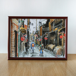 A4サイズ「 京町屋と舞妓さん」　京の水彩画工房 7枚目の画像