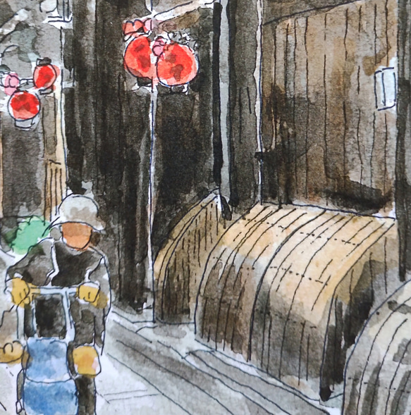 A4サイズ「 京町屋と舞妓さん」　京の水彩画工房 6枚目の画像