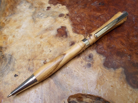オリーブの縮杢　クロスタイプリフィルのボールペン 　　手作り品　プレゼントに! 5枚目の画像