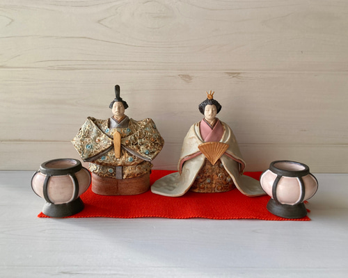 陶器製 ひな人形 ひな祭り用 伝統的な日本の装飾 楽天市場】斉藤善月作 豆立雛 桜 立ひな 立ち雛 雛人形 博多人形