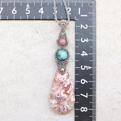 【0.5】ロゼッタジャスパーとクリソコラとシリシャスシスト天然石マクラメネックレスmac359 9枚目の画像