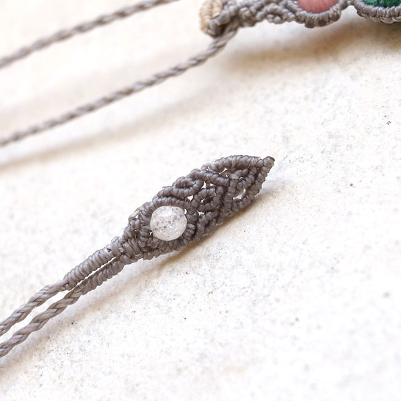 【0.5】ロゼッタジャスパーとクリソコラとシリシャスシスト天然石マクラメネックレスmac359 6枚目の画像