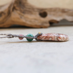 【0.5】ロゼッタジャスパーとクリソコラとシリシャスシスト天然石マクラメネックレスmac359 7枚目の画像