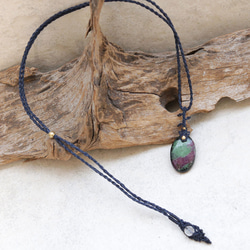 ルビーインゾイサイトマクラメネックレスmac360天然石エスニックアジアンエキゾチックなアクセサリー 5枚目の画像