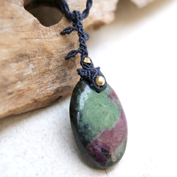 ルビーインゾイサイトマクラメネックレスmac360天然石エスニックアジアンエキゾチックなアクセサリー 3枚目の画像