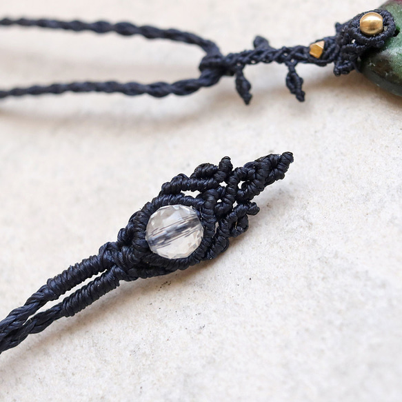 ルビーインゾイサイトマクラメネックレスmac360天然石エスニックアジアンエキゾチックなアクセサリー 6枚目の画像