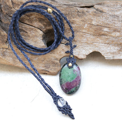 ルビーインゾイサイトマクラメネックレスmac360天然石エスニックアジアンエキゾチックなアクセサリー 8枚目の画像