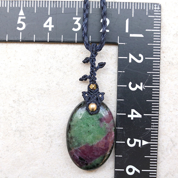 ルビーインゾイサイトマクラメネックレスmac360天然石エスニックアジアンエキゾチックなアクセサリー 9枚目の画像