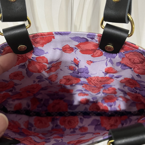 リバティタナローン生地使用☆ミニバック/アーカイブギンガム×カー  