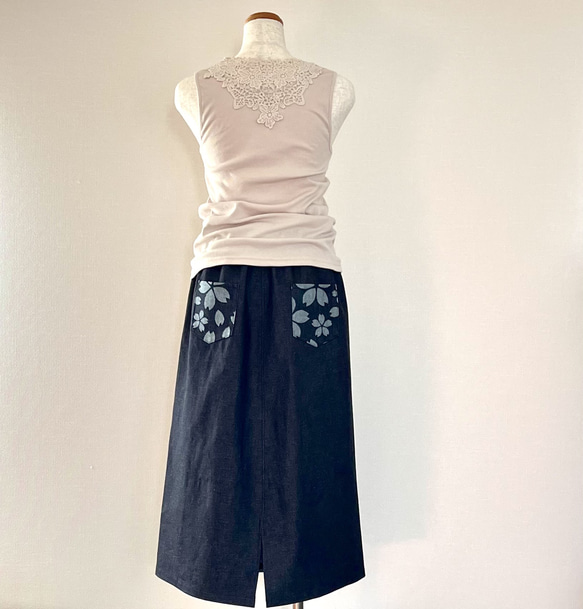 桜デニム　Aラインスカート 5枚目の画像