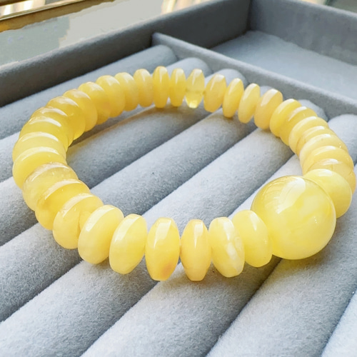 ★希少★天然★ 蜜蝋アンバー　ハニーアンバー　バルト海産 圧縮加工無し☆バルト海産☆蜂蜜色☆天然琥珀☆ブレスレット