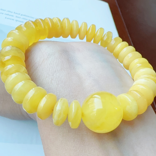 ★希少★天然★ 蜜蝋アンバー　ハニーアンバー　バルト海産 圧縮加工無し☆バルト海産☆蜂蜜色☆天然琥珀☆ブレスレット