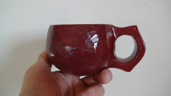 　パープルハートの一木彫りコーヒーカップ. 12枚目の画像