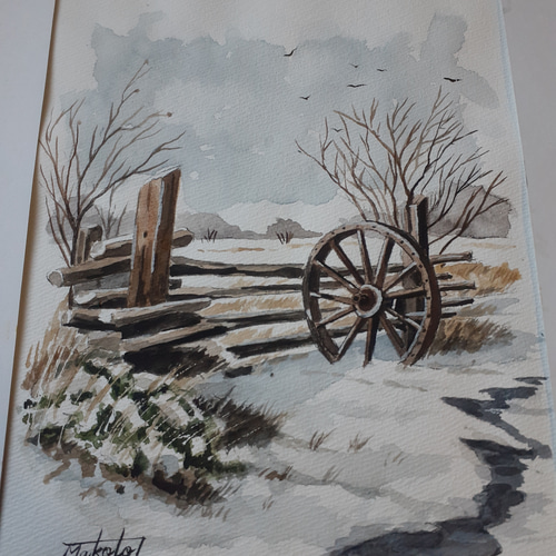 水彩画 雪景色 絵画 makochin 通販 17078956｜Creema(クリーマ)